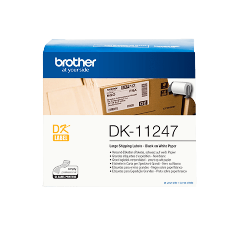 Genuine Brother DK-11247 Label Roll – Black on White, 103mm x 164mm